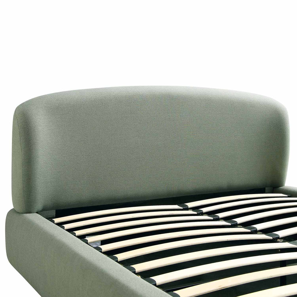 Constance Winged Headboard Ottoman Storage Bed, Olive Linen