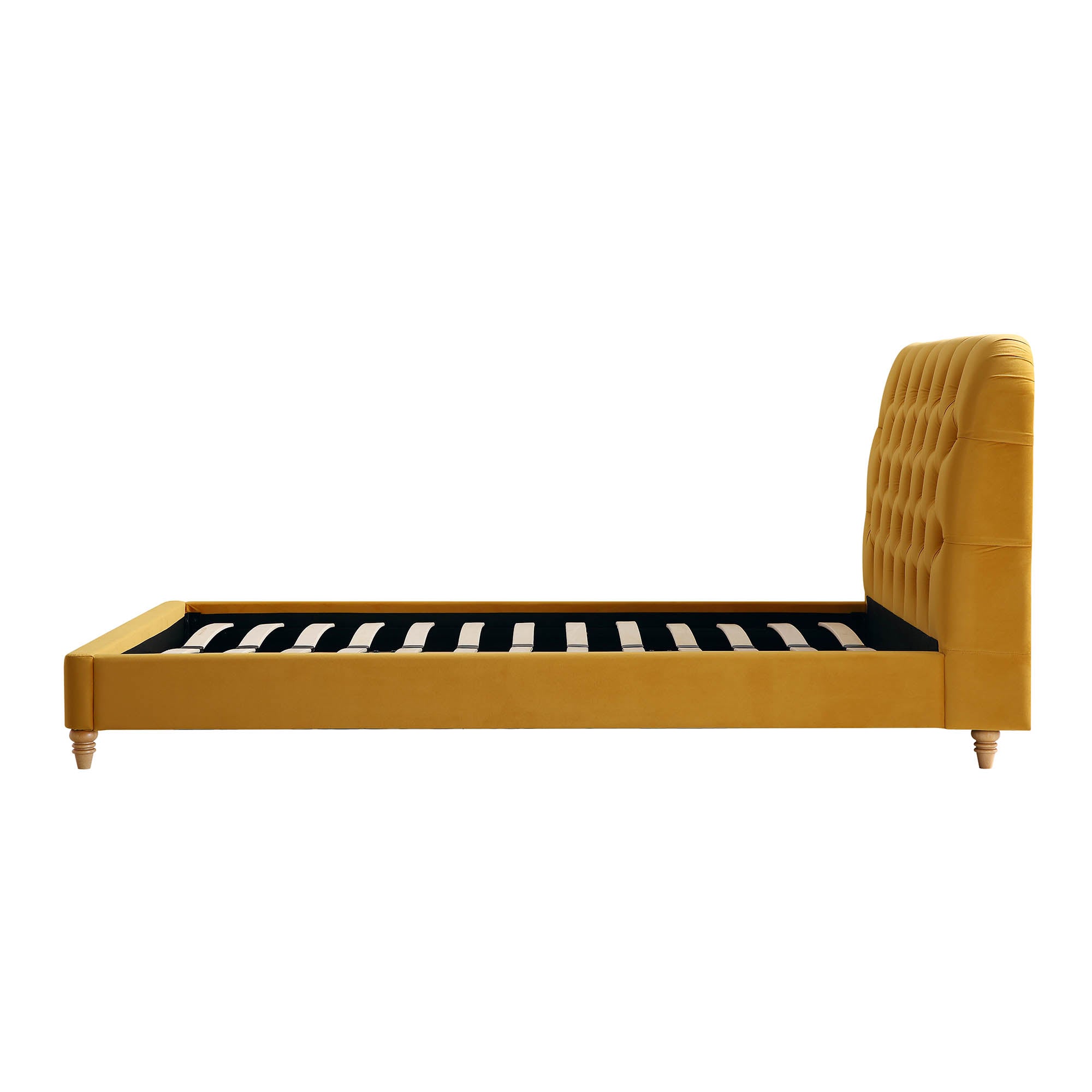 Leamington Deep-Buttoned Upholstered Bed, Turmeric Yellow Velvet