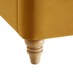 Leamington Deep-Buttoned Upholstered Bed, Turmeric Yellow Velvet