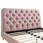 Leamington Deep-Buttoned Upholstered Bed, Rosewater Pink Fabric