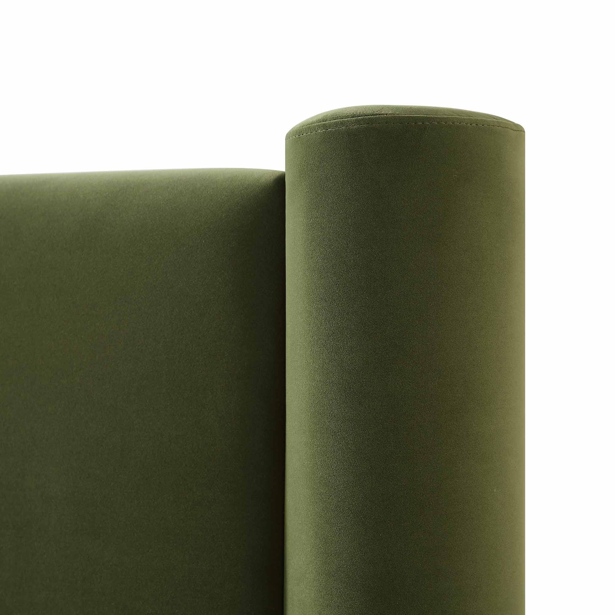 Galerie Moss Green Velvet Pillar Upholstered Bed