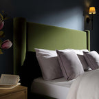 Galerie Moss Green Velvet Pillar Upholstered Bed