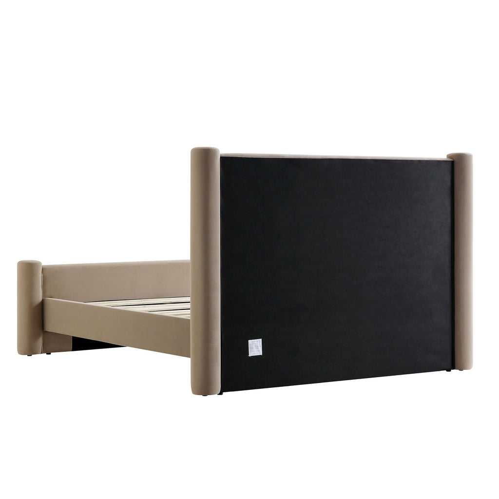 Galerie Taupe Velvet Pillar Upholstered Bed