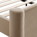 Galerie Taupe Velvet Pillar Upholstered Bed