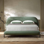 Elystan Oval Headboard Upholstered Bed, Olive Green Fabric
