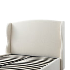 Kimberly Winged Upholstered Storage Bed, Ecru Boucle