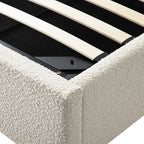 Kimberly Winged Upholstered Storage Bed, Ecru Boucle