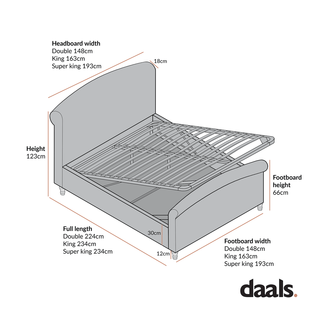 Porchester Ottoman Storage Sleigh Bed, Rosewater Pink Fabric