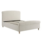 Porchester Ottoman Storage Sleigh Bed, Oatmeal Woven Textured Fabric