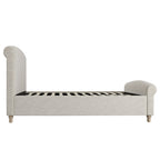 Porchester Ottoman Storage Sleigh Bed, Oatmeal Woven Textured Fabric