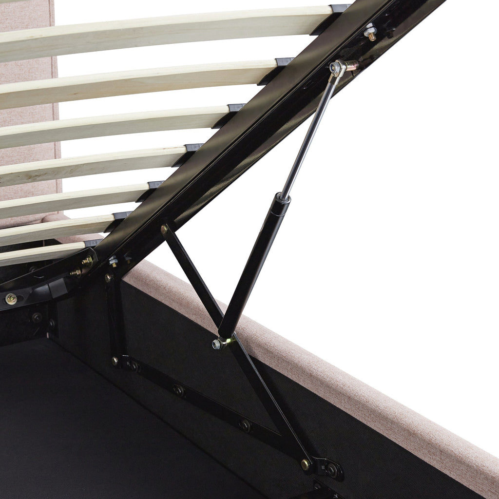 Porchester Ottoman Storage Sleigh Bed, Rosewater Pink Fabric