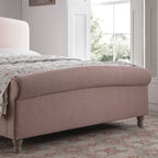 Porchester Ottoman Storage Sleigh Bed, Rosewater Pink Fabric