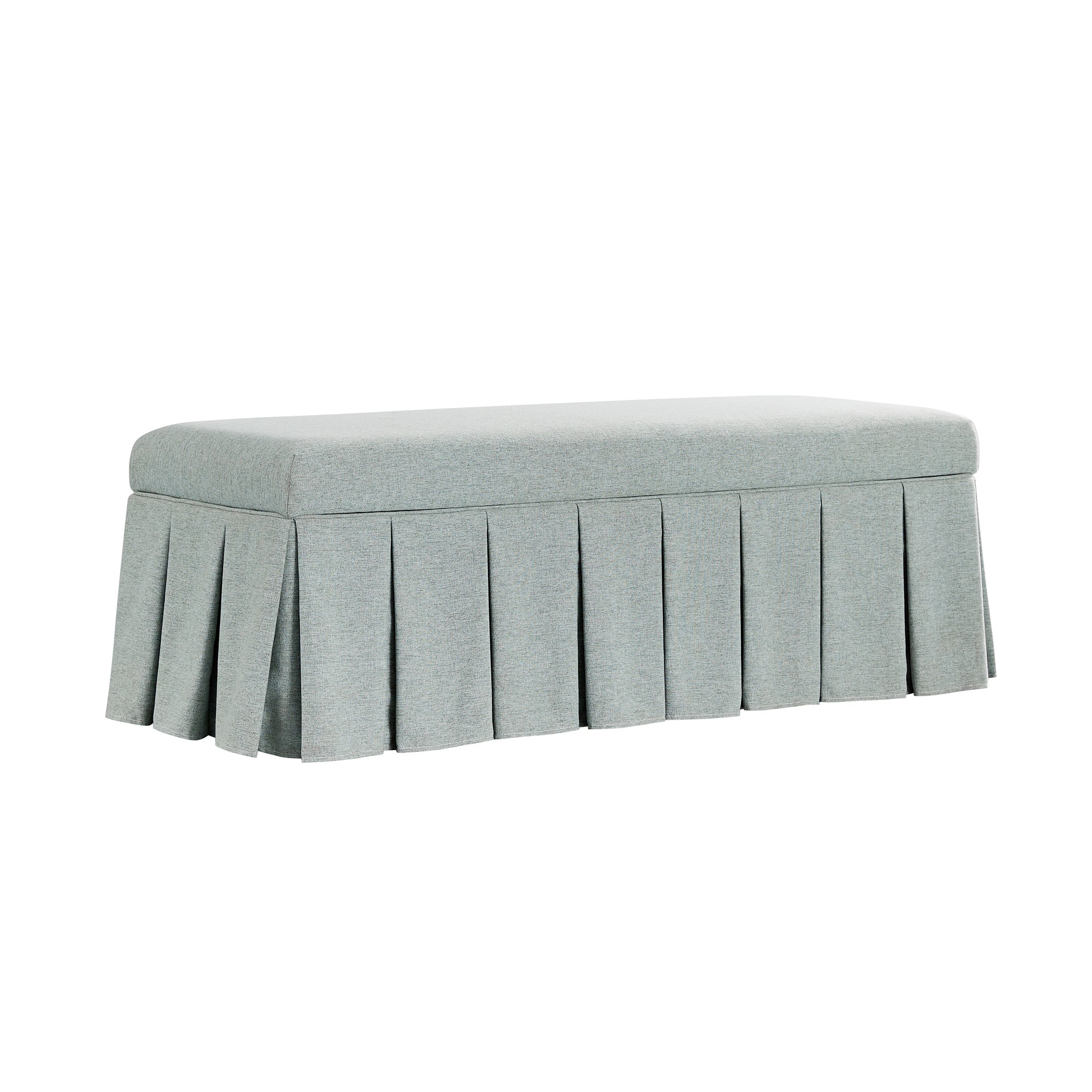 Egerton Box-Pleat Storage Bench, Pale Aqua Brushed Fabric