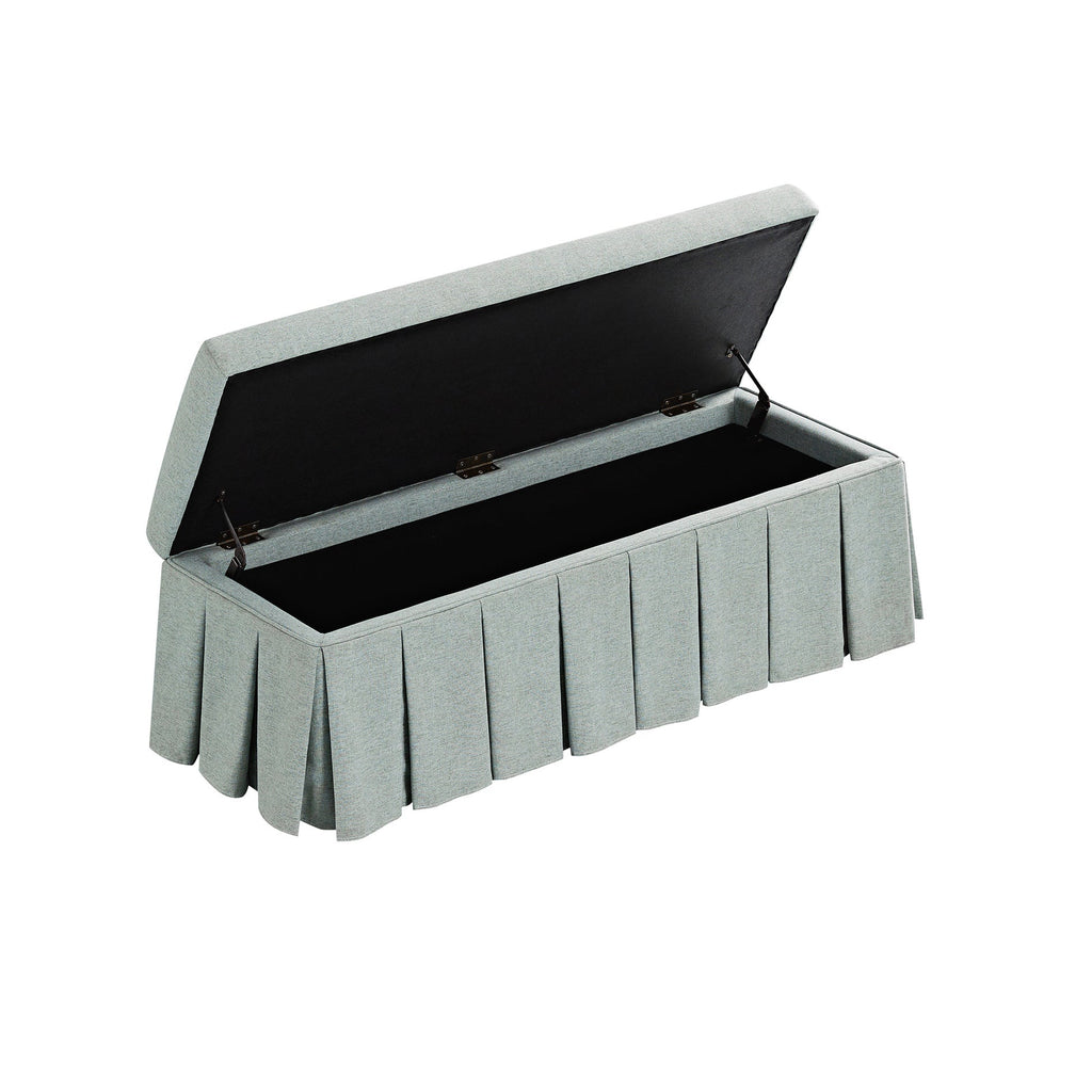 Egerton Box-Pleat Storage Bench, Pale Aqua Brushed Fabric
