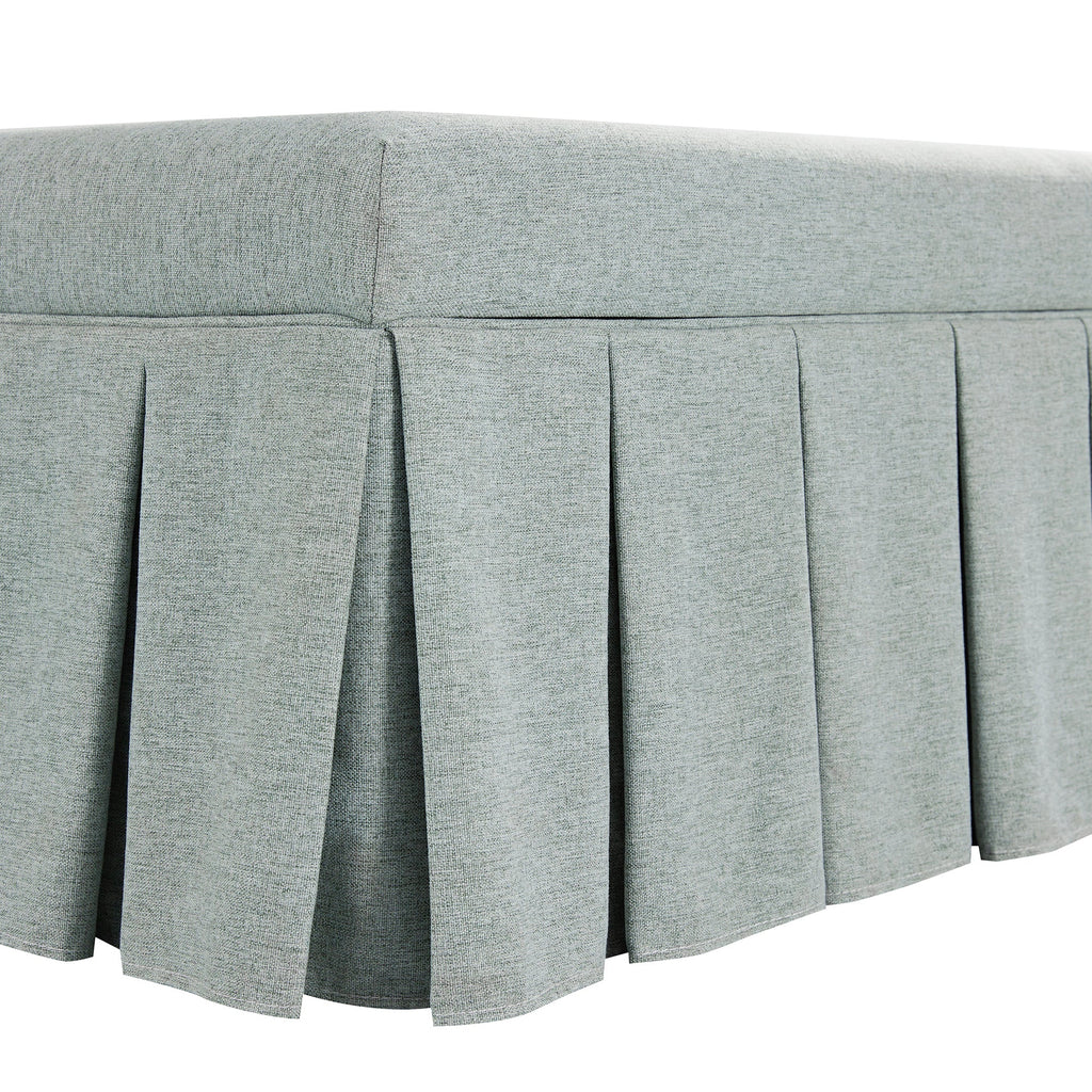 Egerton Box-Pleat Storage Bench, Pale Aqua Brushed Fabric