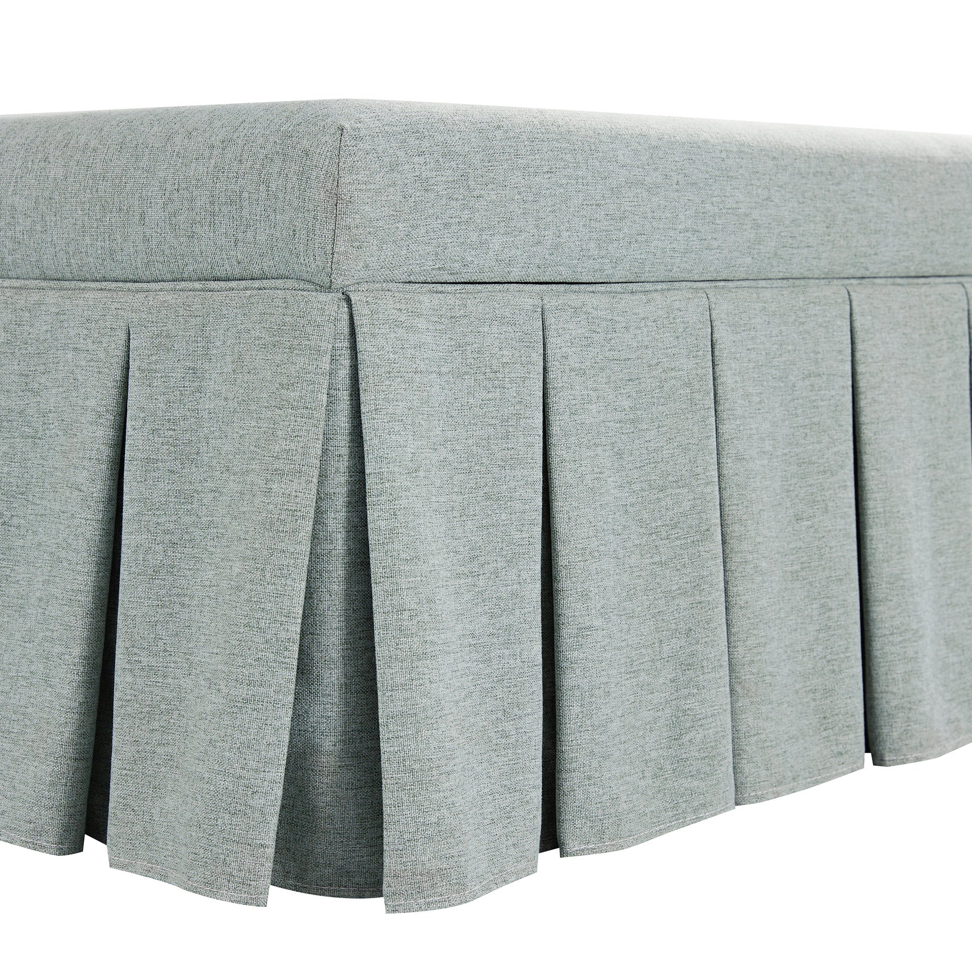 Egerton Box-Pleat Storage Bench, Pale Aqua Brushed Fabric