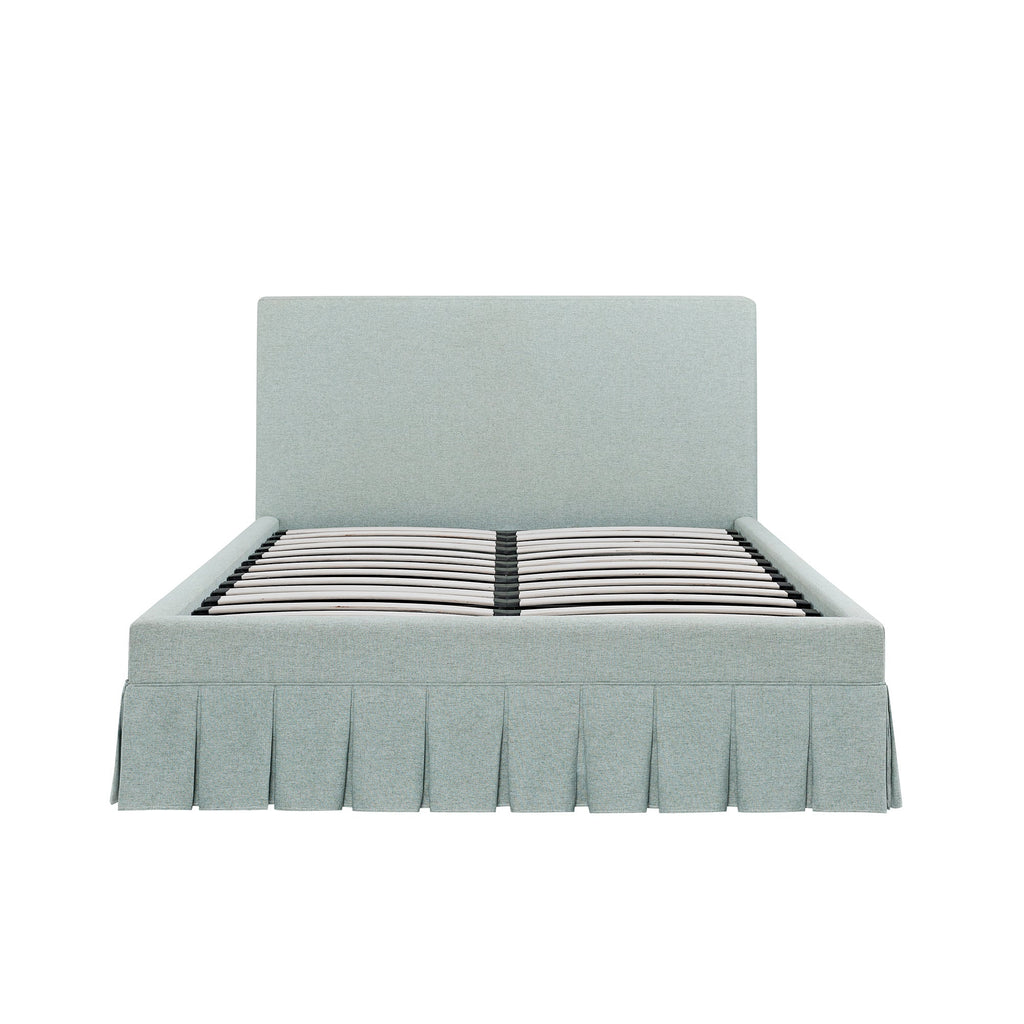 Egerton Box-Pleat Ottoman Storage Bed, Pale Aqua Brushed Fabric