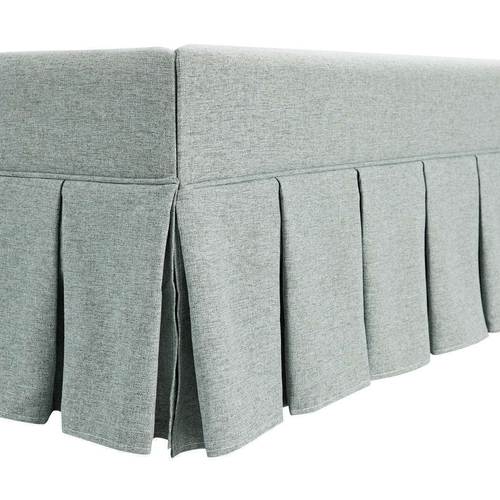 Egerton Box-Pleat Ottoman Storage Bed, Pale Aqua Brushed Fabric