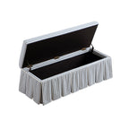 Egerton Box-Pleat Storage Bench, Blue Striped Linen
