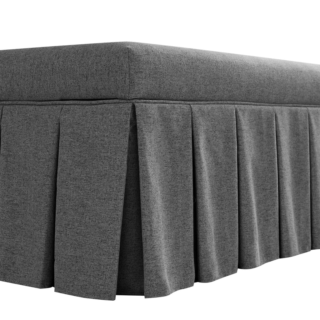 Egerton Box-Pleat Storage Bench, Charcoal Brushed Fabric