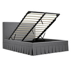 Egerton Box-Pleat Ottoman Storage Bed, Charcoal Brushed Fabric