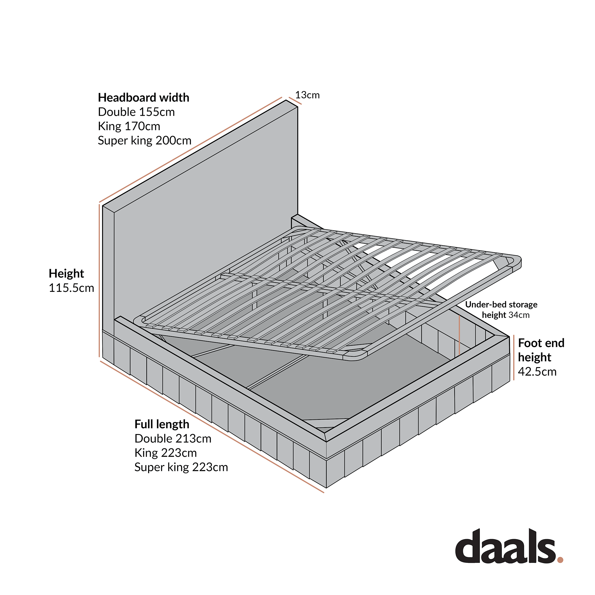 Egerton Box-Pleat Ottoman Storage Bed, Stone Brushed Fabric
