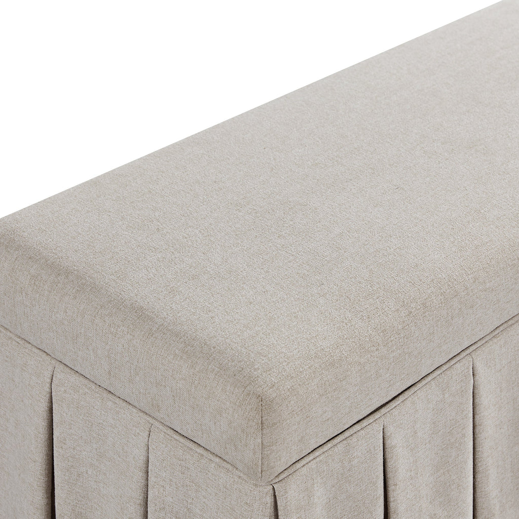 Egerton Box-Pleat Storage Bench, Oatmeal Brushed Fabric