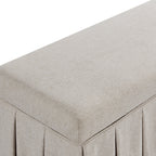 Egerton Box-Pleat Storage Bench, Oatmeal Brushed Fabric