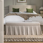 Egerton Box-Pleat Storage Bench, Oatmeal Brushed Fabric