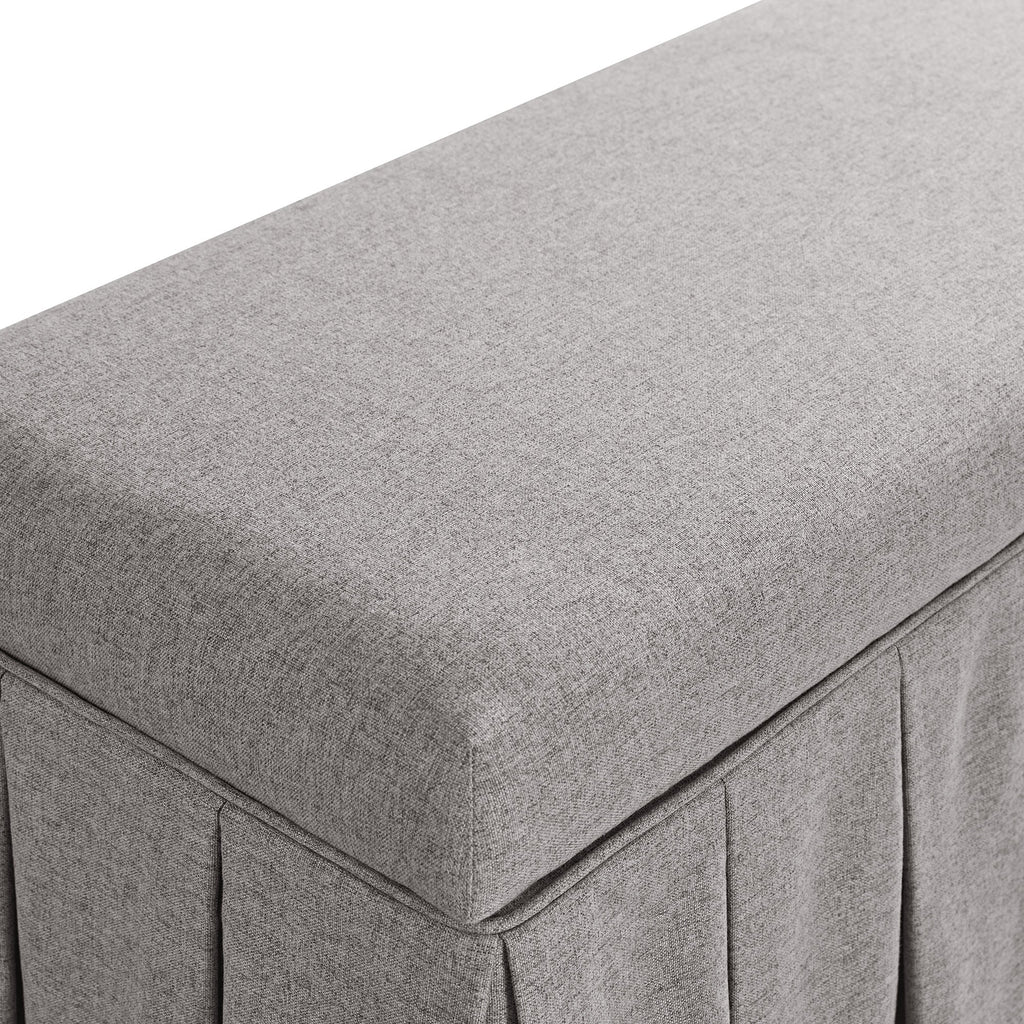 Egerton Box-Pleat Storage Bench, Stone Brushed Fabric