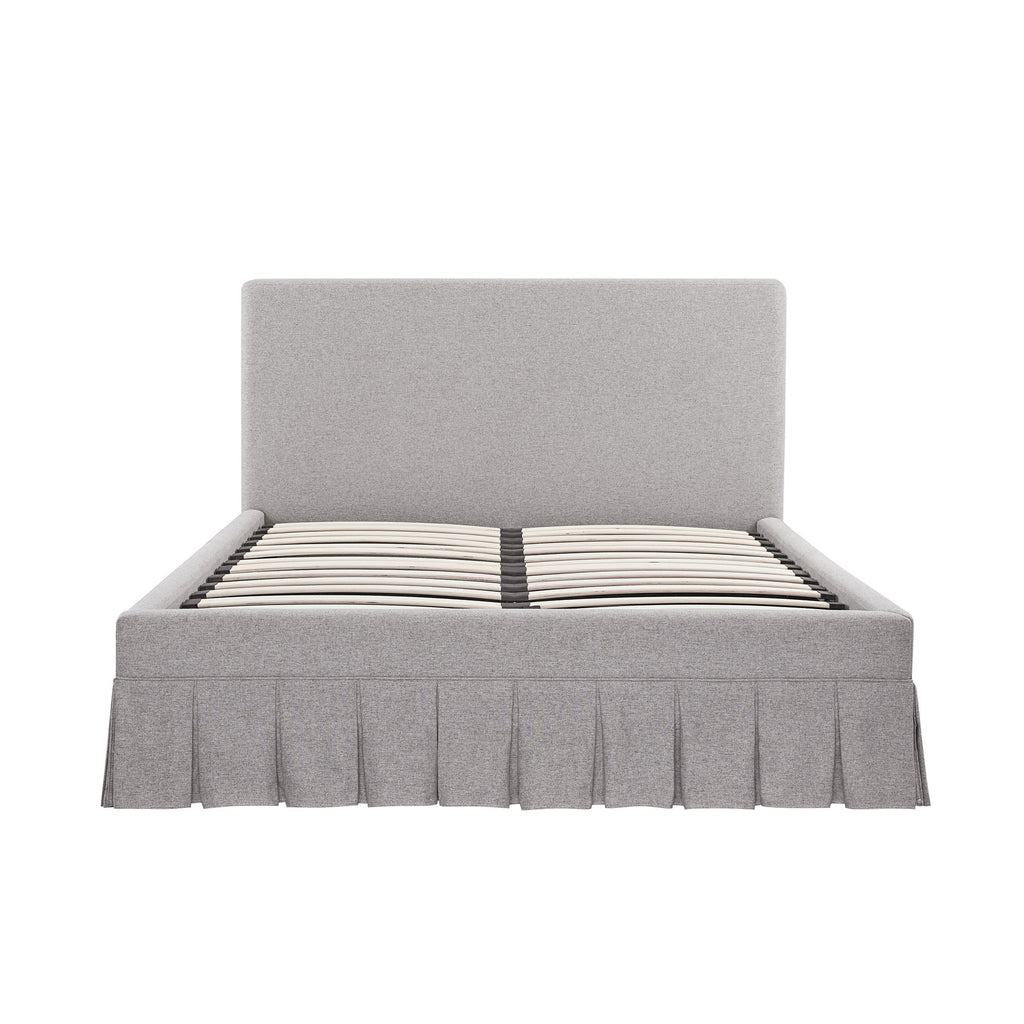 Egerton Box-Pleat Ottoman Storage Bed, Stone Brushed Fabric