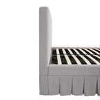 Egerton Box-Pleat Ottoman Storage Bed, Stone Brushed Fabric