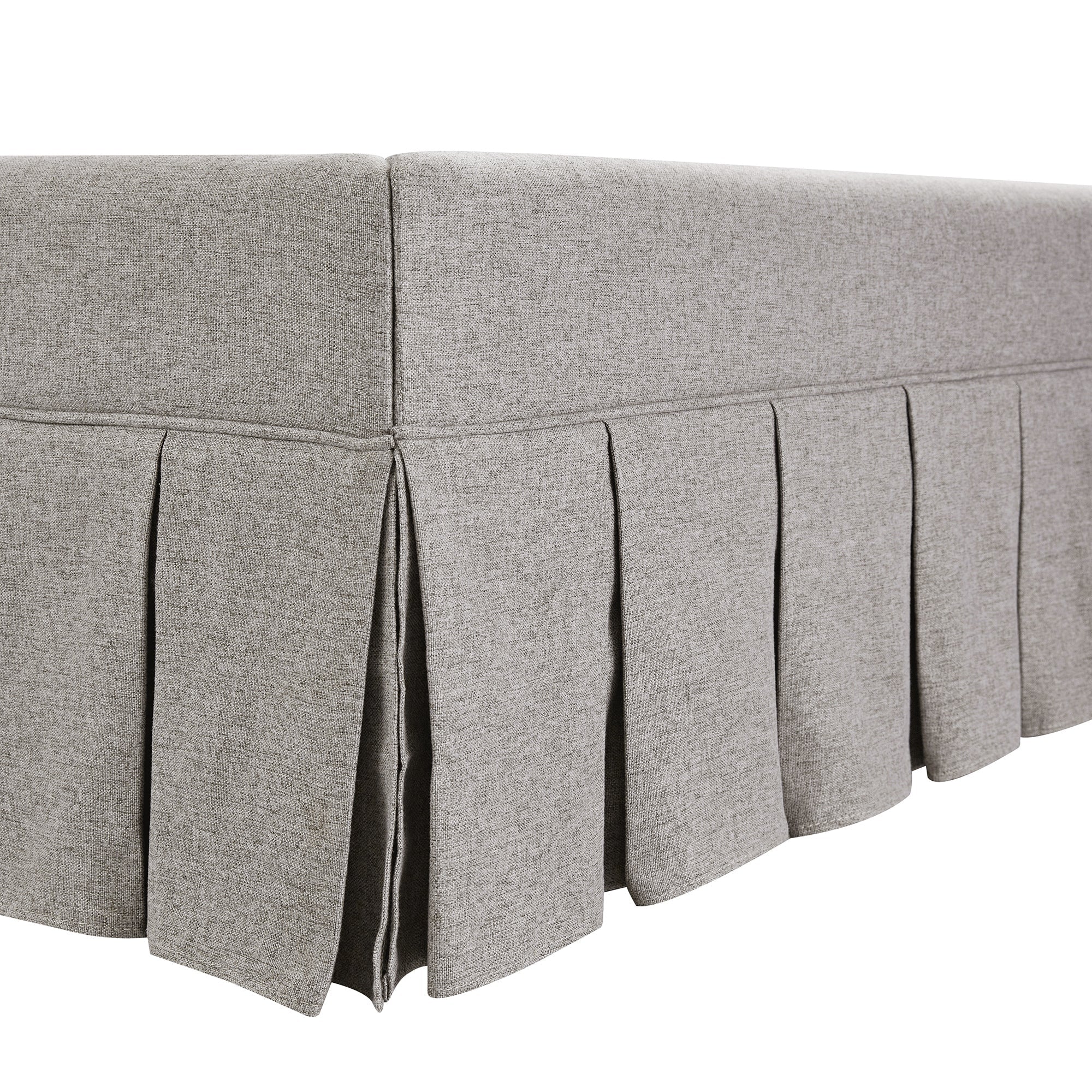 Egerton Box-Pleat Ottoman Storage Bed, Stone Brushed Fabric