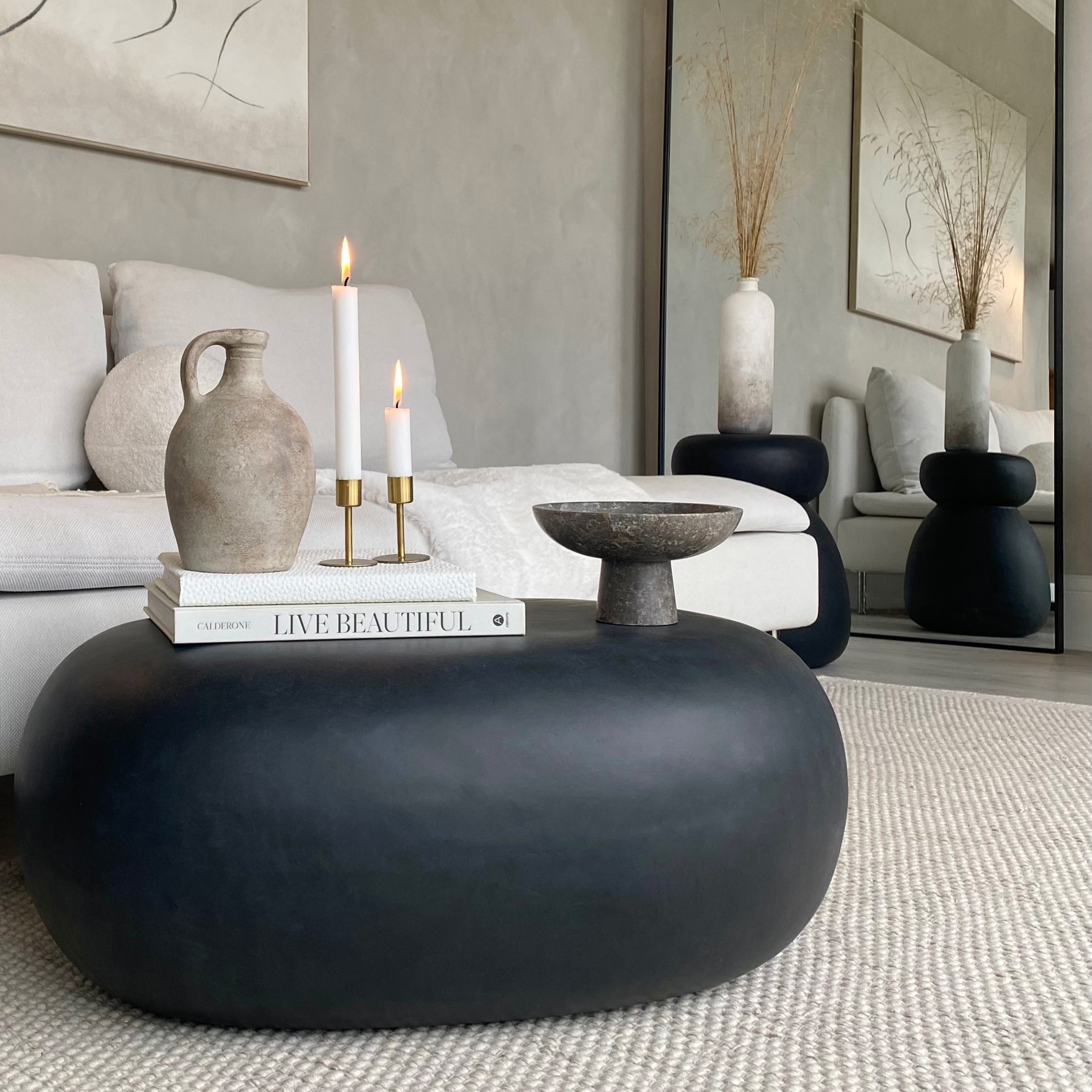 Zola - Minimal Onyx Pebble Coffee Table Large