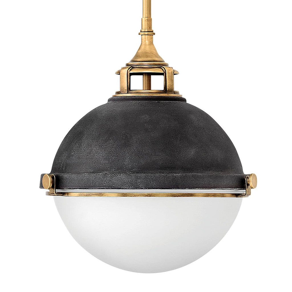 Fletcher 2 Light Pendant Light - Aged Zinc & Heritage Brass