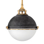 Fletcher 2 Light Pendant Light - Aged Zinc & Heritage Brass