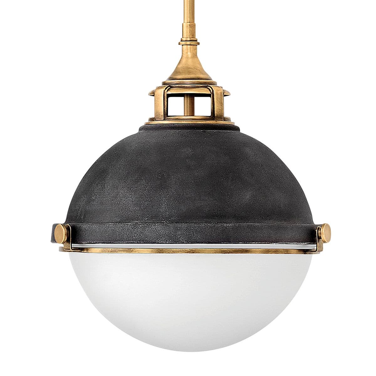 Fletcher 2 Light Pendant Light - Aged Zinc & Heritage Brass
