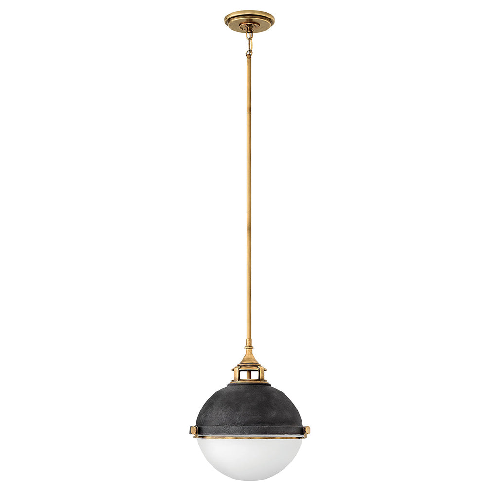 Fletcher 2 Light Pendant Light - Aged Zinc & Heritage Brass