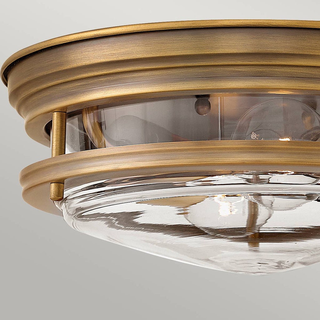 Hadrian 2 Light Flush - Clear Glass - Brushed Bronze