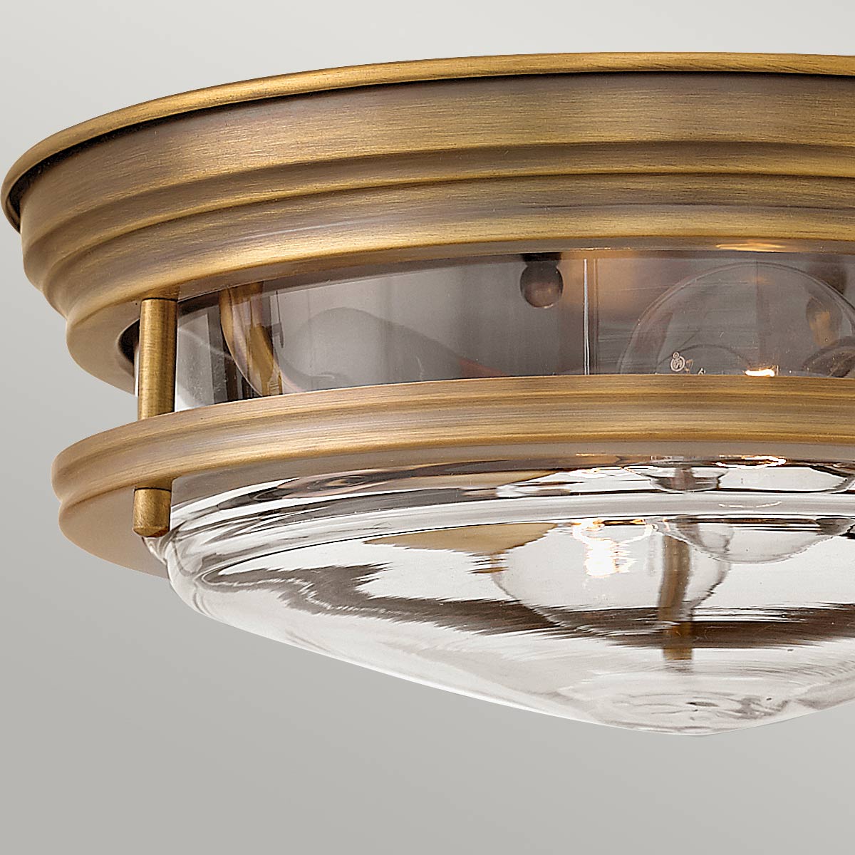 Hadrian 2 Light Flush - Clear Glass - Brushed Bronze