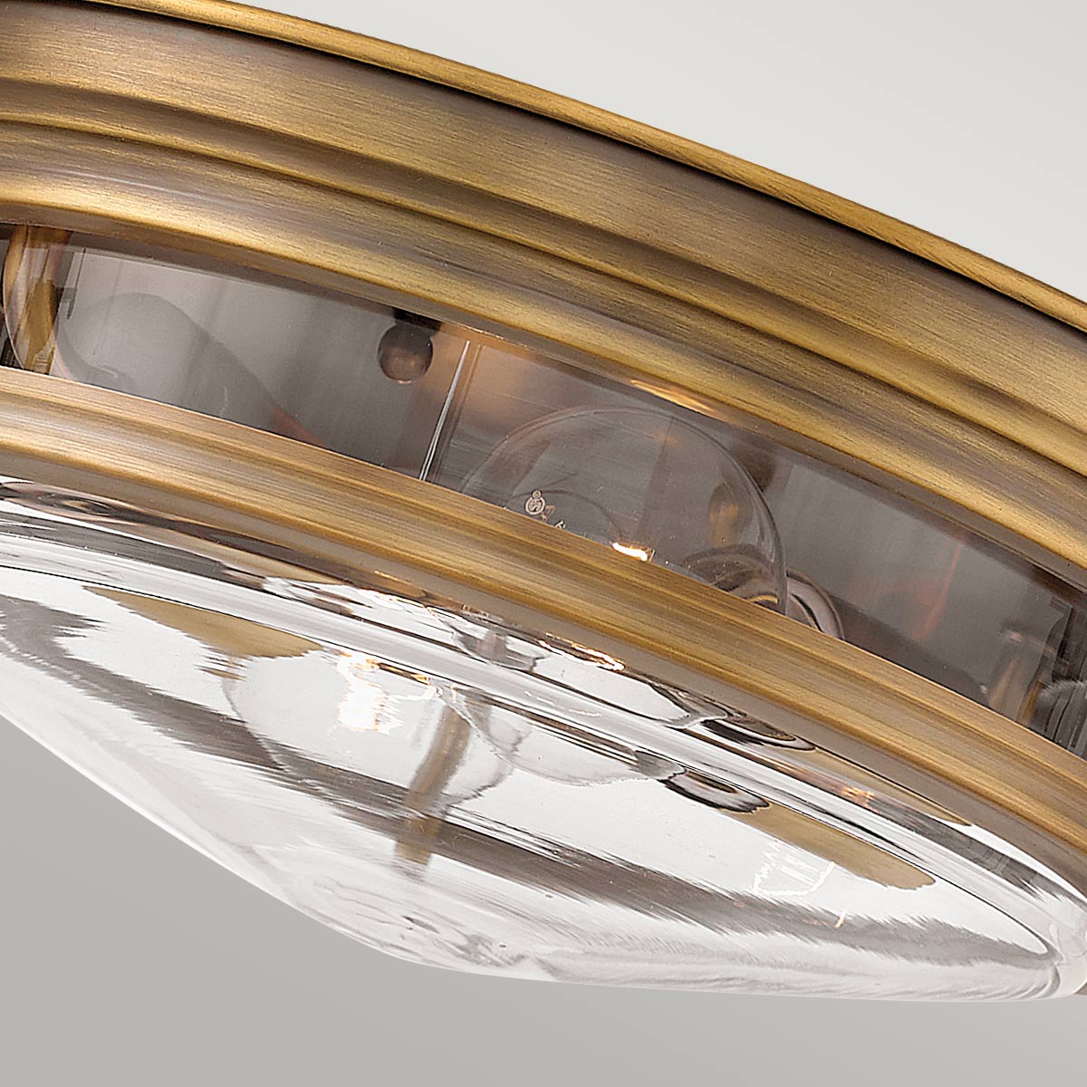 Hadrian 2 Light Flush - Clear Glass - Brushed Bronze