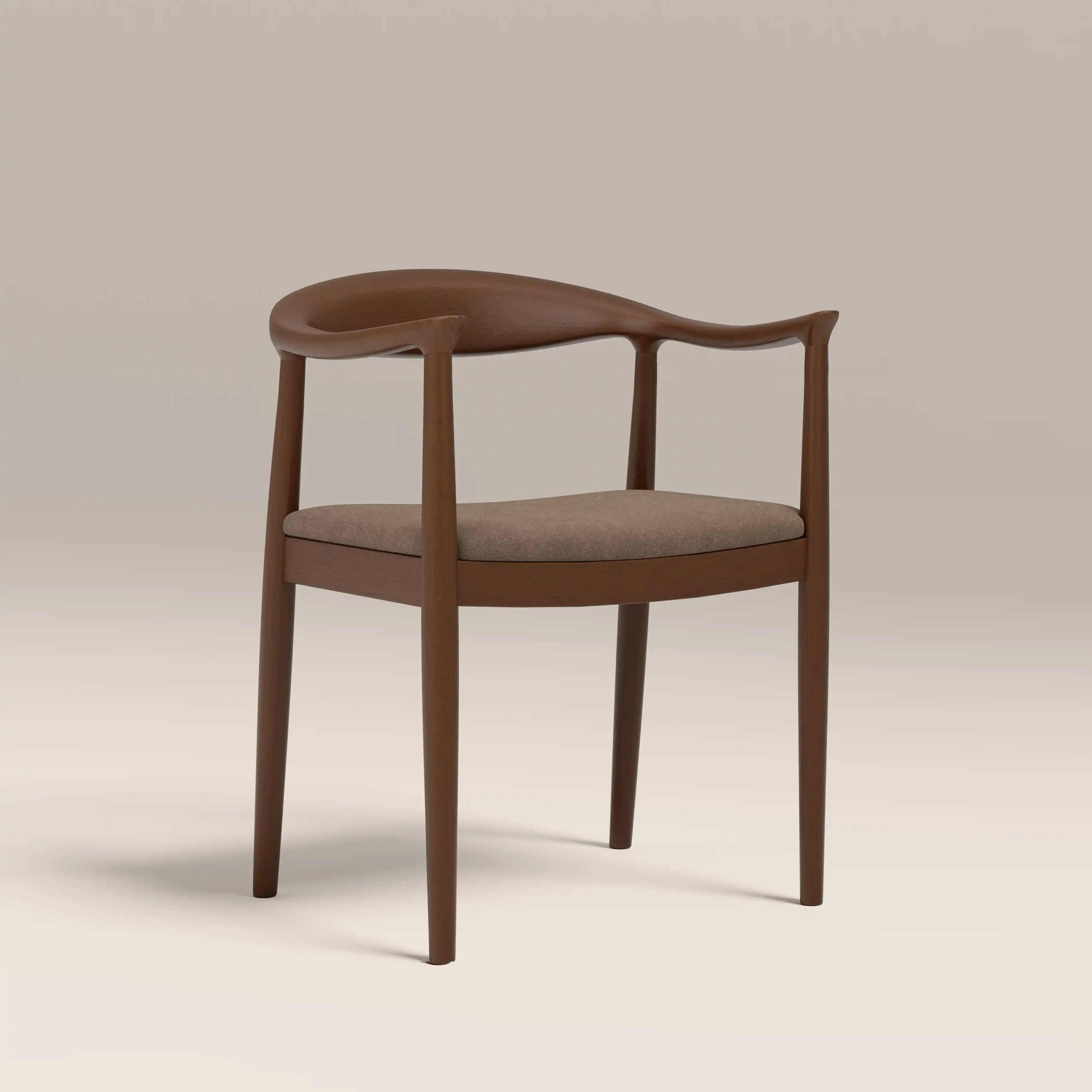 Luma Wooden Carver Dining Chair | Truffle Brown Sustainable Mohair Velvet & Walnut