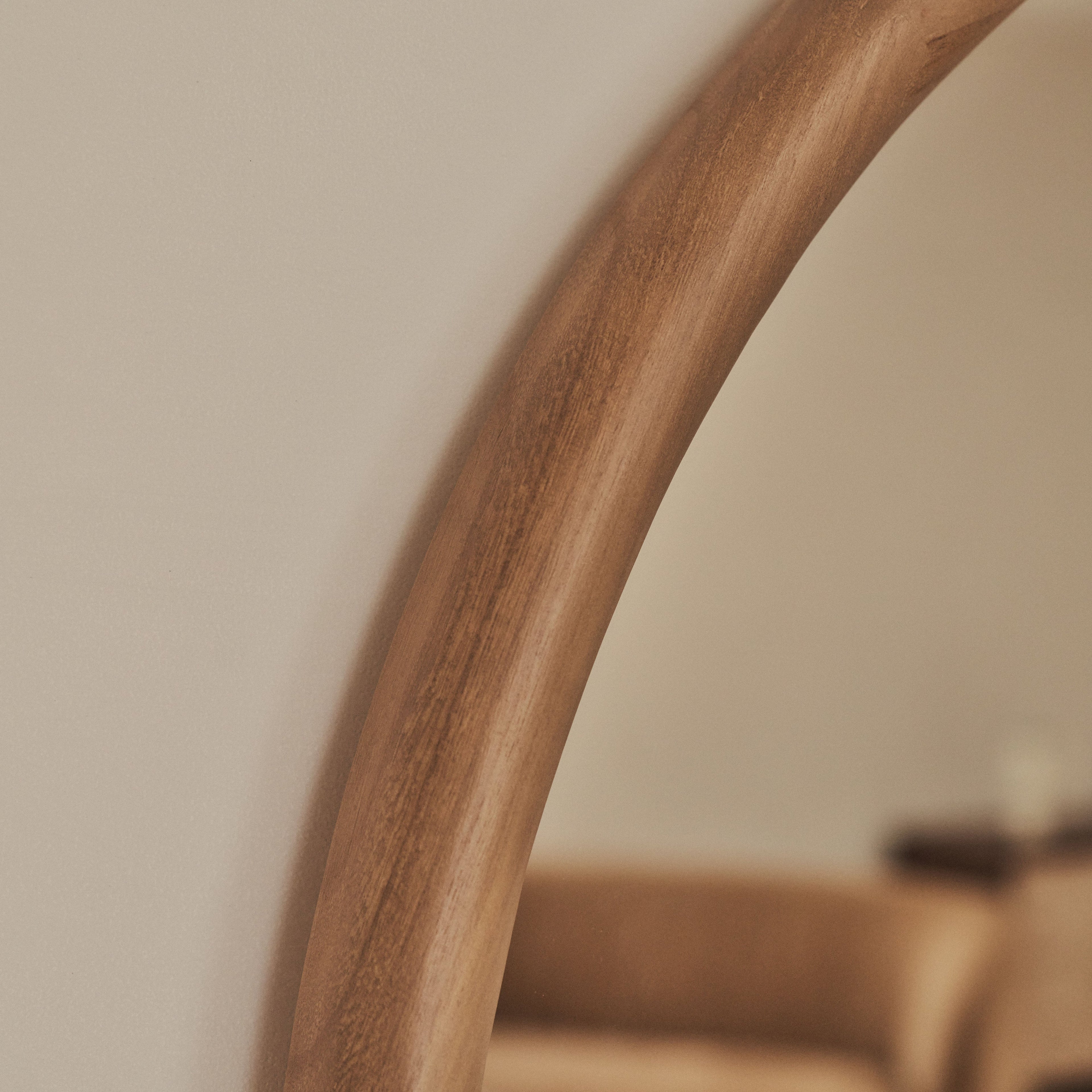 Amora - Large Warm Wood Round Wall Mirror 100cm x 100cm